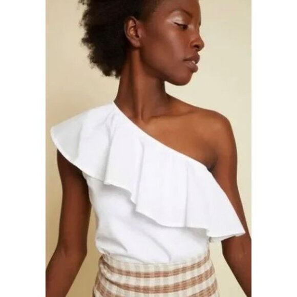 NWT Nation LTD Noella One Shoulder Top in Optic White-sz Medium - Picture 1 of 7
